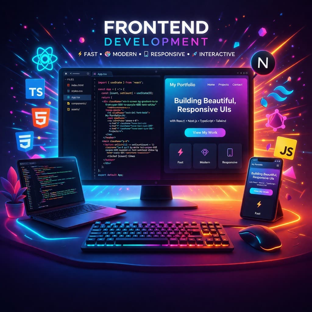 Frontend development with React Next.js and responsive UI design